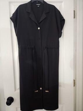 Akris Punto Black Button-Front Midi Shirtdress SZ 10